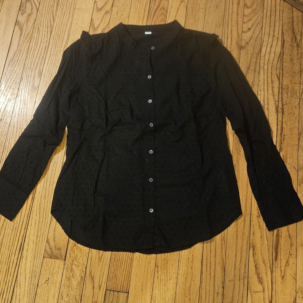 Old Navy Black Button Down Patterned Blouse NWOT Medium